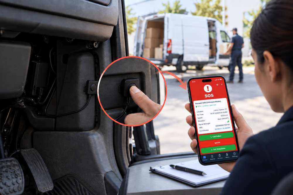 SOS GPS Tracker for Drivers, Workers and Elderly Safety
