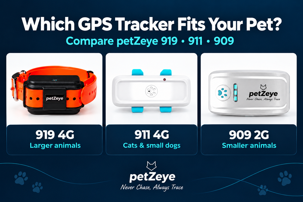 Which petZeye GPS Tracker Suits Your Dog or Cat? Comparing the 919, 911 and 909